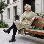 Damen Hoody Lagenlook Baumwolle Beige, gerader Schnitt, Langarm, Kapuze, Oversize große Größen – Rafay
