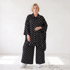 Damen Bluse Lagenlook Viskose Schwarz/Weiß, A-Linie, Streifen, Knopfleiste, Oversize große Größen – AKH Premium