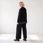 Damen Hose Lagenlook Baumwolle Schwarz, gerader Schnitt, Oversize große Größen – AKH Premium