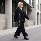 Damen Hose Lagenlook Baumwolle Schwarz, gerader Schnitt, Oversize große Größen – AKH Premium
