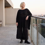 Damen Shirt Lagenlook Baumwolle Schwarz, asymmetrisch, U-Ausschnitt, Oversize große Größen – AKH Premium