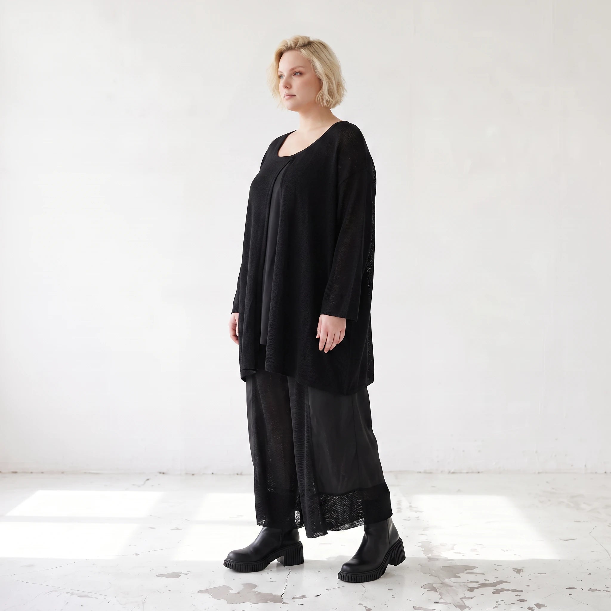 Damen Shirt Lagenlook Baumwolle Schwarz, A-Linie, Oversize große Größen – AKH Premium