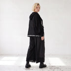Damen Jacke Lagenlook Baumwolle Schwarz, Kapuze, Oversize große Größen – AKH Premium