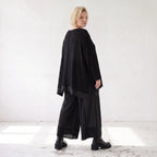 Damen Shirt Lagenlook Baumwolle Schwarz, A-Linie, Langarm, Oversize große Größen – AKH Premium