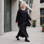 Damen Shirt Lagenlook Baumwolle Schwarz, A-Linie, Langarm, Oversize große Größen – AKH Premium