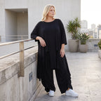 Damen Shirt Lagenlook Lyocell Schwarz, A-Linie, Oversize große Größen – AKH Premium