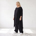Damen Shirt Lagenlook Lyocell Schwarz, A-Linie, Oversize große Größen – AKH Premium