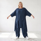 Damen Shirt Lagenlook Lyocell Petrol, A-Linie, Oversize große Größen – AKH Premium
