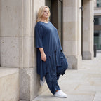 Damen Shirt Lagenlook Lyocell Petrol, A-Linie, Oversize große Größen – AKH Premium