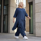 Damen Shirt Lagenlook Lyocell Petrol, A-Linie, Oversize große Größen – AKH Premium