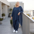 Damen Shirt Lagenlook Lyocell Petrol, gerader Schnitt, Kurzarm, Oversize große Größen – AKH Premium