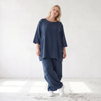 Damen Hose Lagenlook Lyocell Petrol, Ballonschnitt, Flügeltaschen, Oversize große Größen – AKH Premium