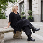Damen Shirt Lagenlook Baumwolle Schwarz, A-Form, Langarm, V-Ausschnitt, Oversize große Größen – AKH Premium