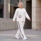 Ballonhose aus French Terry im College Look mit Kontraststreifen und Seitentaschen