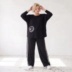 Ballonhose mit elastischem Bund und weissen Kontraststreifen im sportlichen College Look