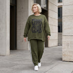 Langarmshirt kastig aus weichem French Terry mit Chaos Club Print und sichtbaren Nähten