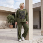 Langarmshirt kastig aus weichem French Terry mit Chaos Club Print und sichtbaren Nähten