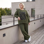 Langarmshirt kastig aus weichem French Terry mit Chaos Club Print und sichtbaren Nähten