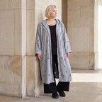 Jerseycardigan in Dusty Grey mit Kapuze aus Baumwolle und Elasthan mit geradem Schnitt