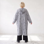 Jerseycardigan in Dusty Grey mit Kapuze aus Baumwolle und Elasthan mit geradem Schnitt