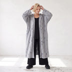 Jerseycardigan in Dusty Grey mit Kapuze aus Baumwolle und Elasthan mit geradem Schnitt