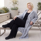 Jerseycardigan in Dusty Grey mit Kapuze aus Baumwolle und Elasthan mit geradem Schnitt