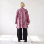 Weinroter Cardigan in A-Linie mit U-Ausschnitt Sternenmotiv im Destroyedlook Taschen