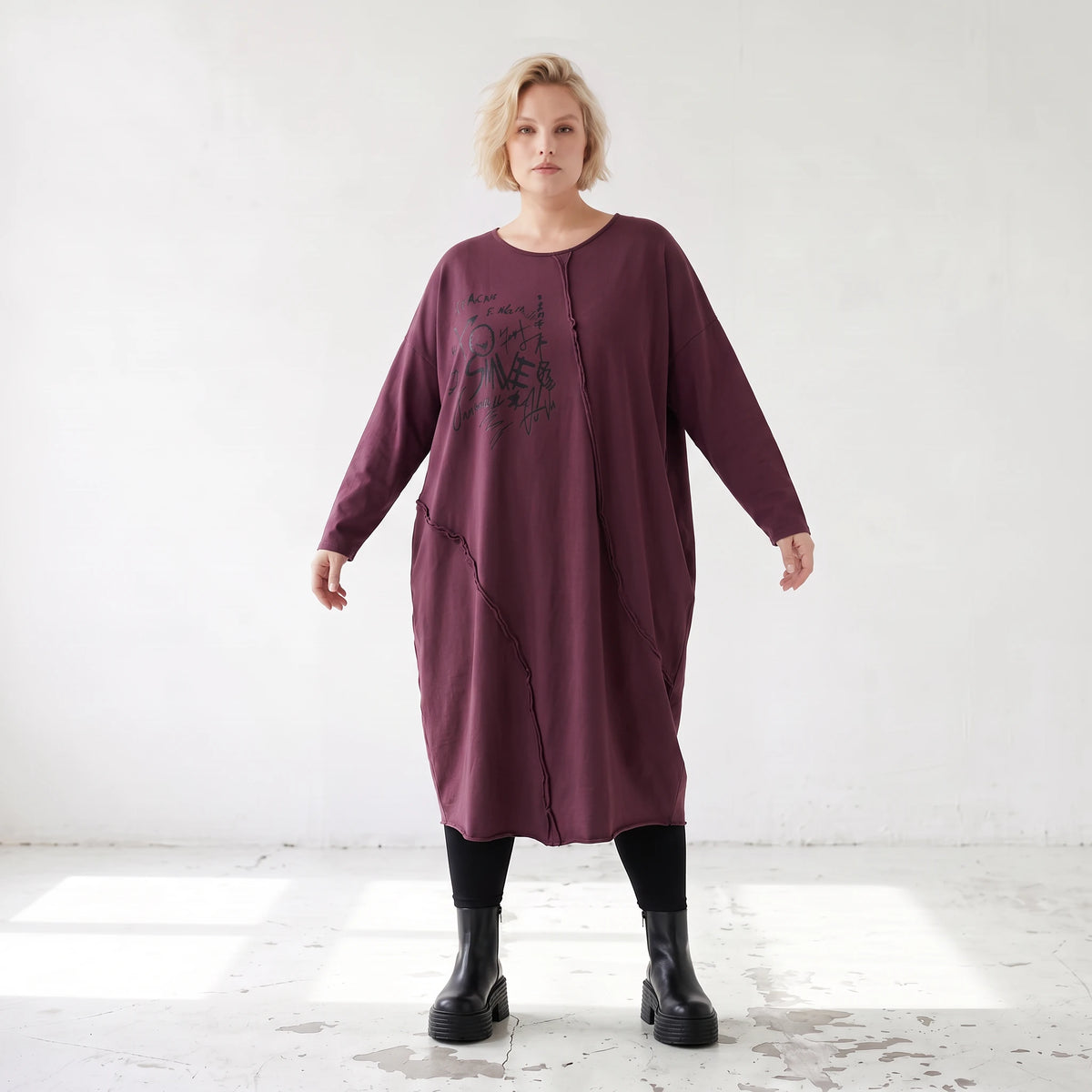 Altlila French Terry Kleid in Ballonform aus Baumwolle mit Elasthan weich Made in Italy