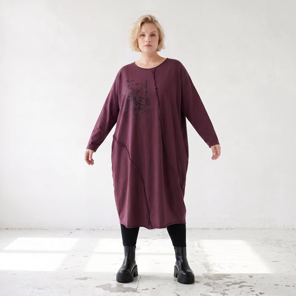Altlila French Terry Kleid in Ballonform aus Baumwolle mit Elasthan weich Made in Italy