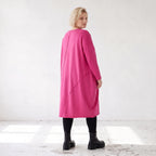 Altrosa Ballonkleid aus weichem French Terry mit Stretch und Faltennaht in Ballonform