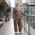 French-Terry Oversizedhose mit Smiley-Print gesmoktem Saum und Seitentaschen Streetstyle