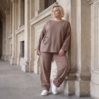 French-Terry Oversizedhose mit Smiley-Print gesmoktem Saum und Seitentaschen Streetstyle