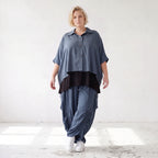 Petrol Bluse aus Lyocelltwill mit Hemdkragen Knopfleiste Rundsaum und 3/4-Arm leicht