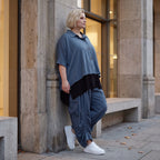 Petrol Bluse aus Lyocelltwill mit Hemdkragen Knopfleiste Rundsaum und 3/4-Arm leicht