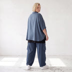 Petrol Bluse aus Lyocelltwill mit Hemdkragen Knopfleiste Rundsaum und 3/4-Arm leicht