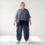 Petrol Bluse aus Lyocelltwill mit Hemdkragen Knopfleiste Rundsaum und 3/4-Arm leicht