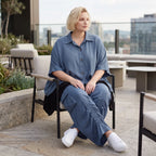 Petrol Bluse aus Lyocelltwill mit Hemdkragen Knopfleiste Rundsaum und 3/4-Arm leicht