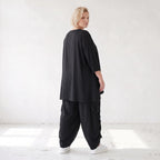 Lyocellshirt in A-Linie mit Biesenmuster zipfeligem Saum und 3/4-Arm weich fallend locker