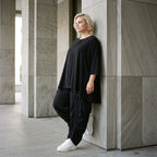 Lyocellshirt in A-Linie mit Biesenmuster zipfeligem Saum und 3/4-Arm weich fallend locker