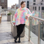 Plüschshirt in A-Linie mit Rollkragen und Langarm weich warm und kuschelig für Winter