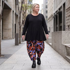 Schwarze Ballonhose aus Romanitjersey mit weitem Bein und Elasthan für lässigen Komfort