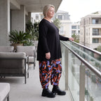 Schwarze Ballonhose aus Romanitjersey mit weitem Bein und Elasthan für lässigen Komfort