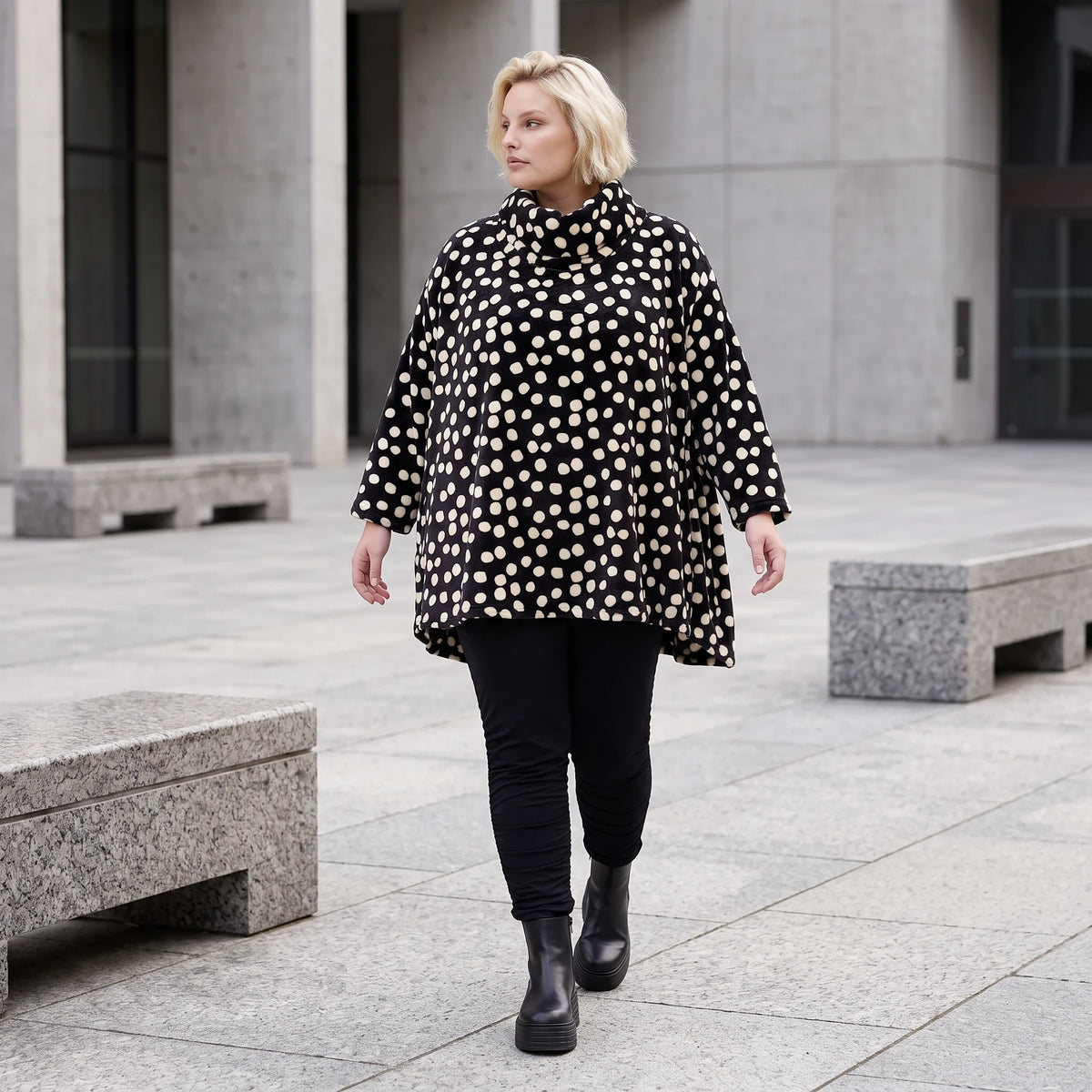 Plüschshirt mit Rollkragen in A-Linie warmes Kuscheloberteil für stilvolle Wintertage