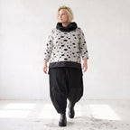 Grau/Schwarzes Feinstrickshirt mit Rollkragen mit geradem Schnitt aus Stretchqualität