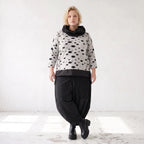 Grau/Schwarzes Feinstrickshirt mit Rollkragen mit geradem Schnitt aus Stretchqualität