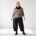 Feinstrick Rollkragenpullover in Beige/Schwarz mit geradem Schnitt kuschelig weich warm