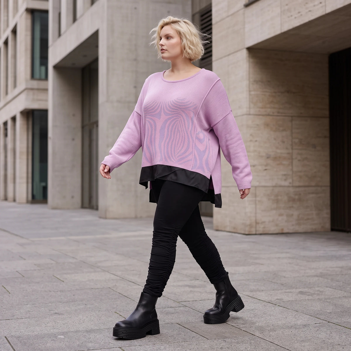 Strickpullover mit Memorytaft und asymmetrischem Schnitt mit Stretchkomfort weich warm