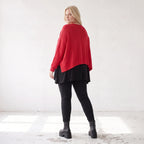 Strickpullover aus Baumwolle mit V-Ausschnitt kastiger Passform und seitlichen Schlitzen