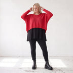 Strickpullover aus Baumwolle mit V-Ausschnitt kastiger Passform und seitlichen Schlitzen