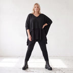 Kuscheliger Strickpullover mit V-Ausschnitt aus Baumwolle mit Stretch in kastiger Form